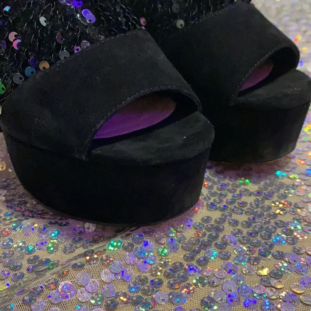 Shelly’s London • Haimi Iridescent Sequin Sock Bootie Platforms